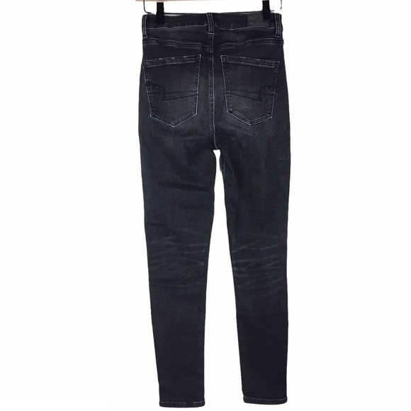 AMERICAN EAGLE Jeans Highest Rise Jegging Crop Faded Black Wash Size 4 Regular - Picture 4 of 15